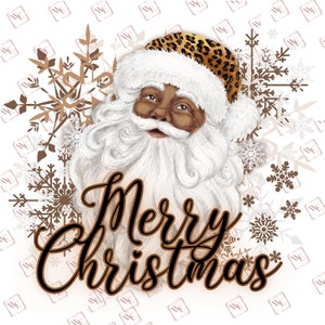 Chocolate Santa png, Black Santa png, Sublimation Download, Digital Black Santa Download, Cheetah Black Santa, Merry Christmas black santa