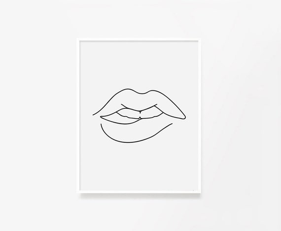 Line Art Lips Print Lips Printable Line Drawing Printable | Etsy