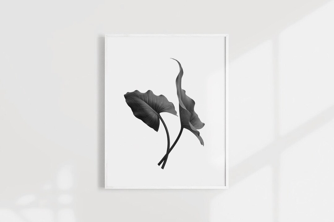 Black and White Leaf Print Leaf Printable Elegant Wall Art - Etsy