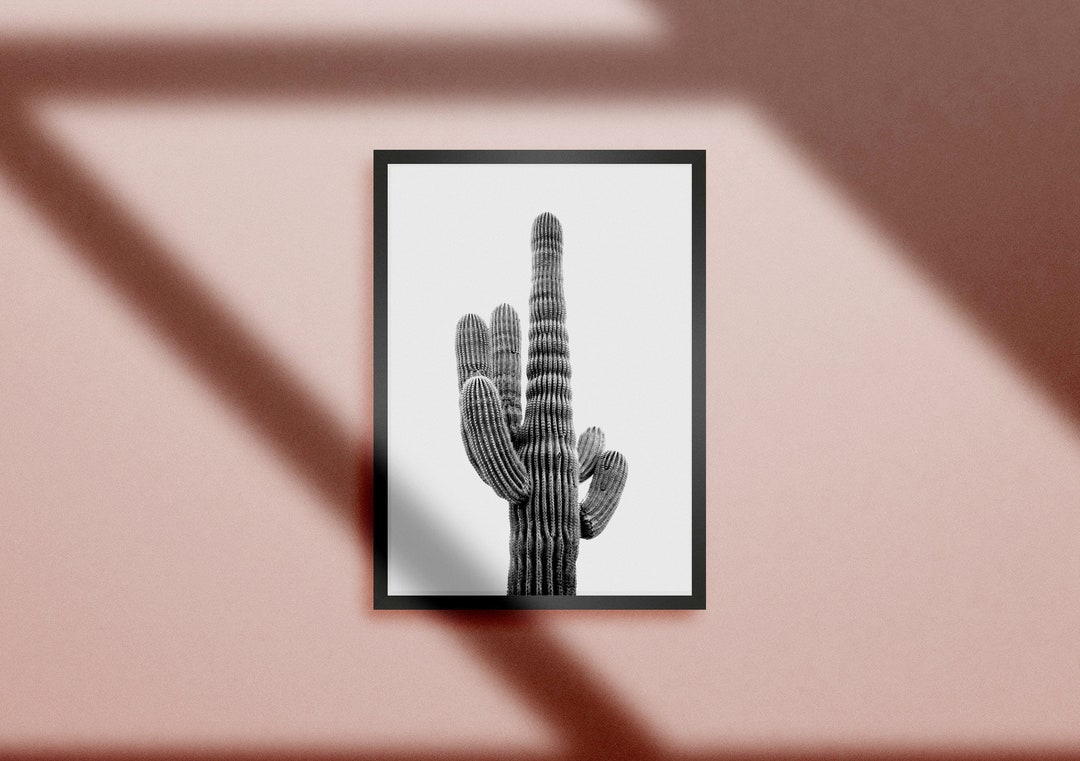 Black and White Printable Cactus, Botanical Minimalist Print, Cactus ...