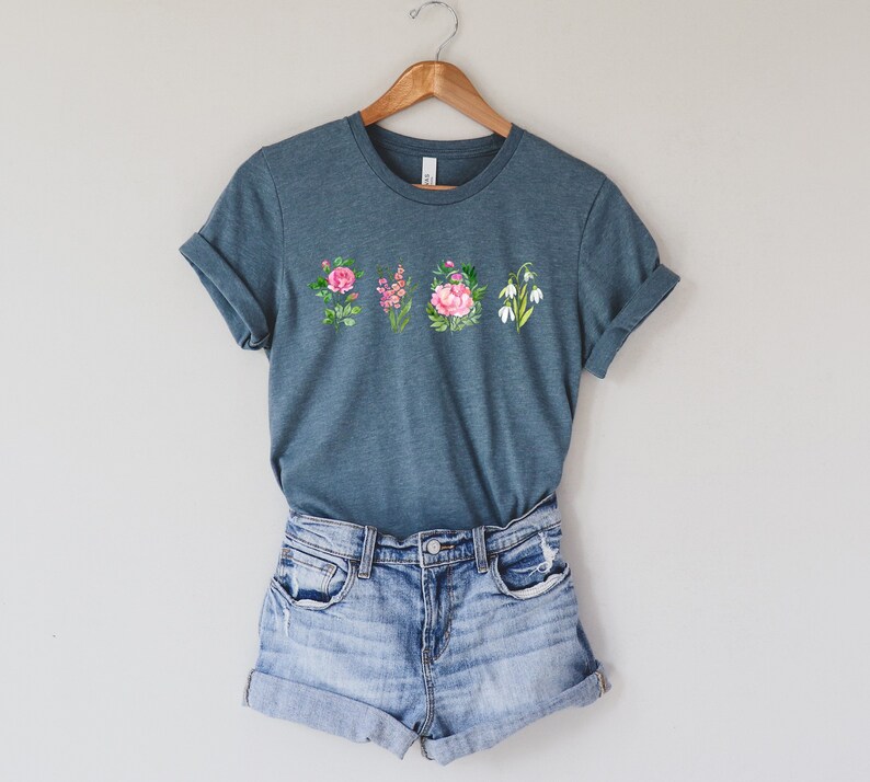 BIRTH MONTH FLOWER Shirt Birth Flower Tee Family Shirt Etsy