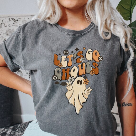 Comfort Colors Lets Go Ghouls Graphic Tee Retro Halloween - Etsy