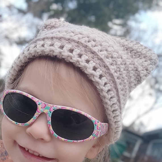 Bonnet Tricoté Avec Oreilles De Chat - Chapeau De Neige En Crochet