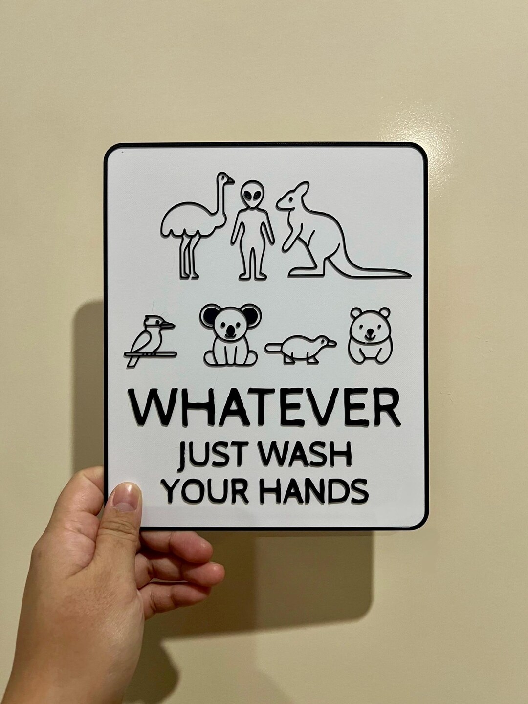 Fun Restroom Sign • Whatever Wash Your Hands Sign • Wash Your Hands Door Sign • Australian Wild ...