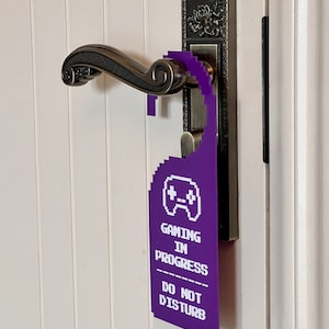 Do Not Disturb Gaming in Progress Sign Door Hanger Gift for Bestie Gamer Gift