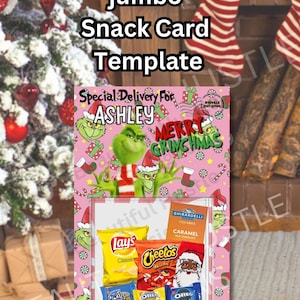 Jumbo Grinch-kaart, afdrukbaar, doe-het-zelf, kerst