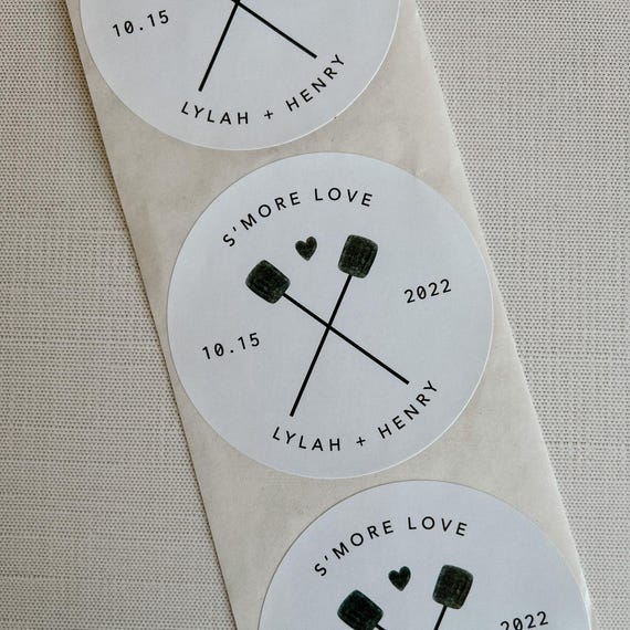 Personalized S'more Love Wedding Favor Stickers