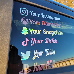 Social media rainbow holographic car decal, Personalized vinyl sticker/decal