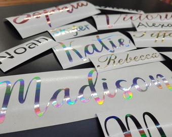 Personalized Decals | Rainbow Holographic Car Decal | Laptops/Water Bottle Sticker | Starbucks Cup Decals | Mirror Decals