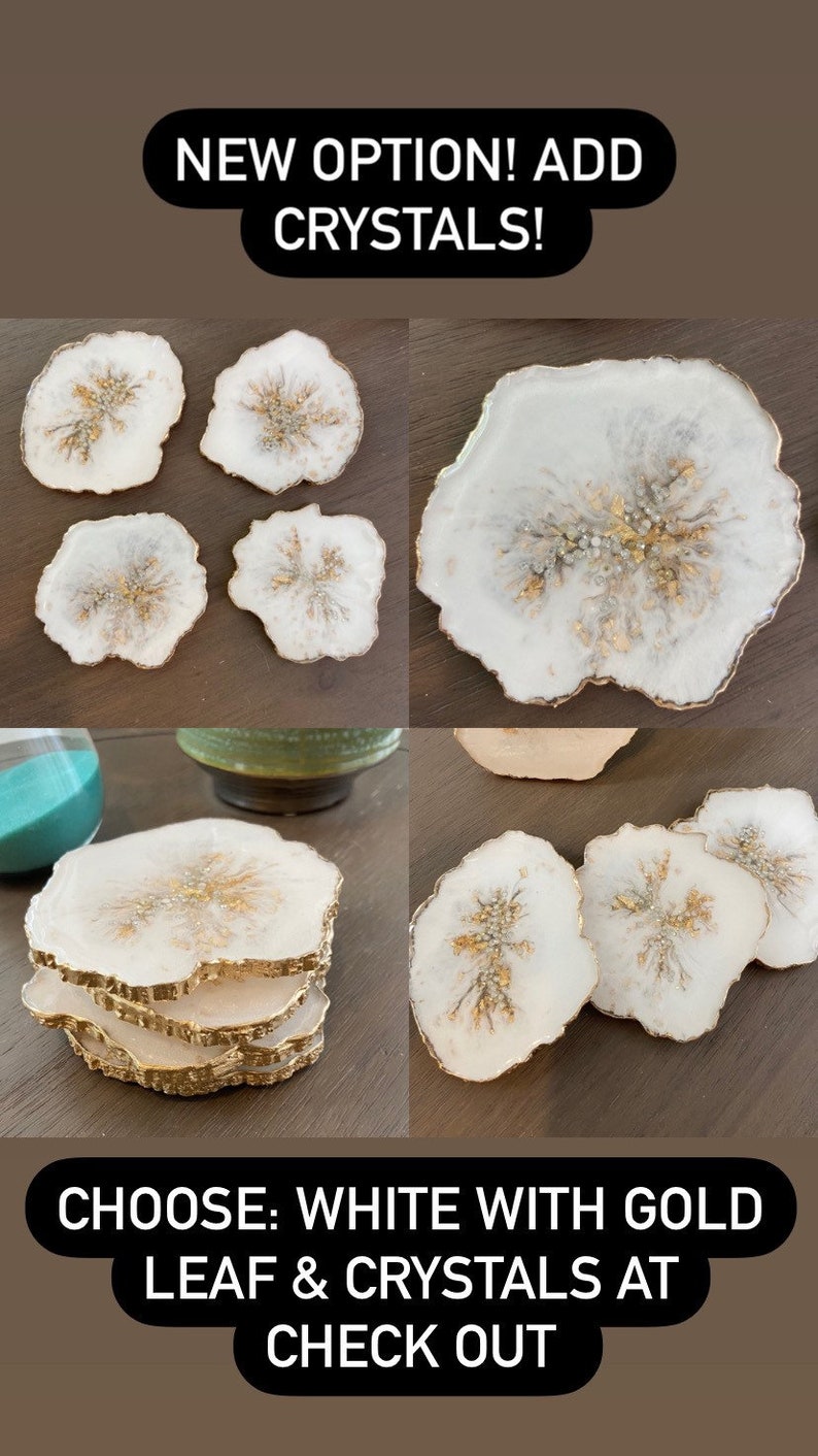 Geode Shaped Resin Coasters, Set of 4 multi-shaped in White or Black image 4