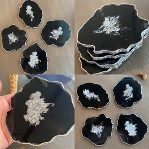 Geode Shaped Resin Coasters, Set of 4 multi-shaped in White or Black image 9