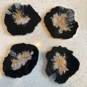 Geode Shaped Resin Coasters, Set of 4 multi-shaped in White or Black image 8