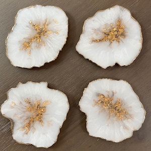 Geode Shaped Resin Coasters, Set of 4 multi-shaped in White or Black image 2