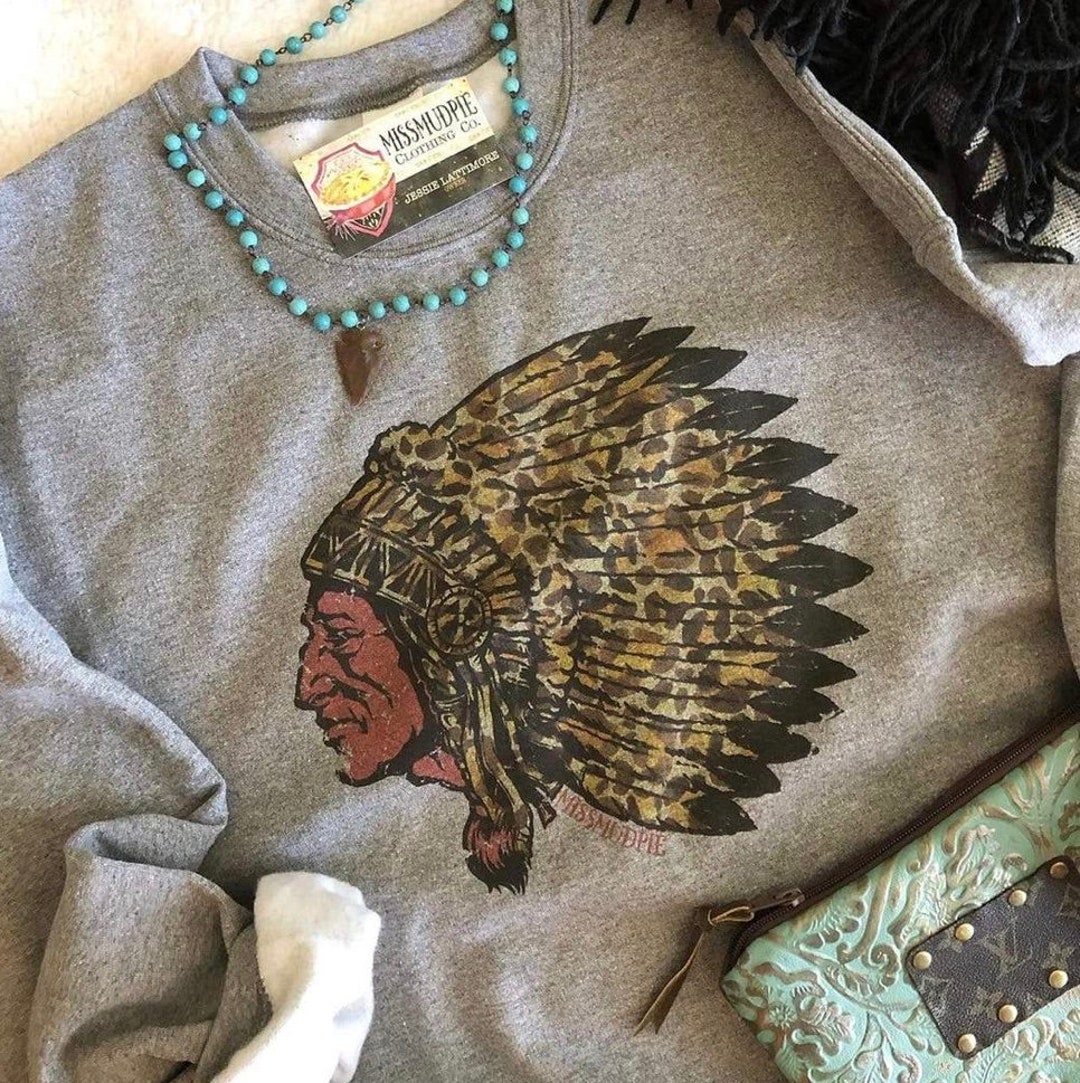 Leopard Indian Chief Sweatshirt Hippy Heritage Tees - Etsy