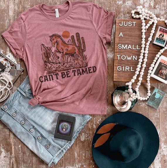 Cream colored Unisex women's tees /Cant Be Tamed western Boho /Desert vibes Graphic tee Rodeo tee