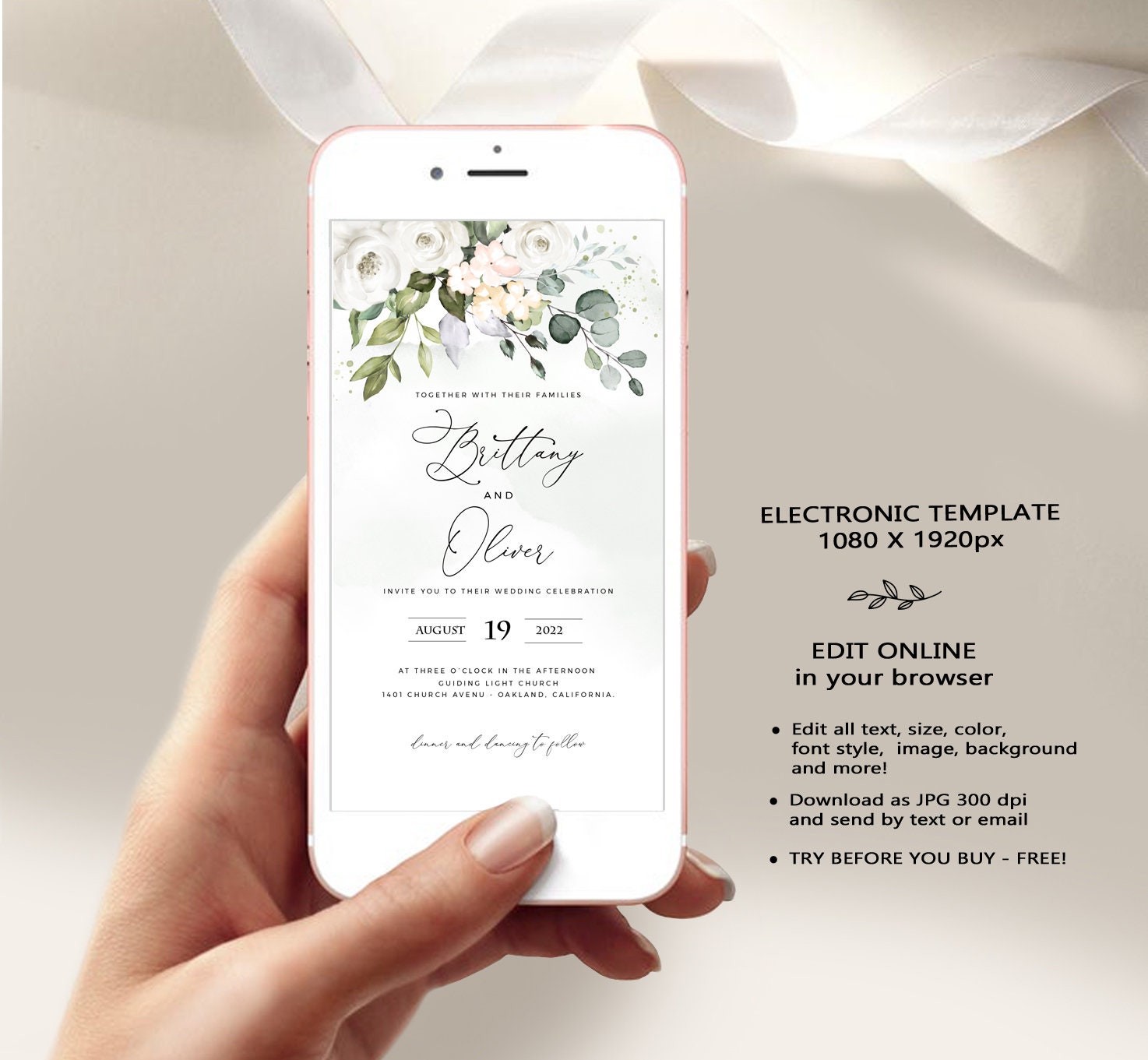 Wedding Digital Invitation Wedding Invite Mobile Phone Etsy