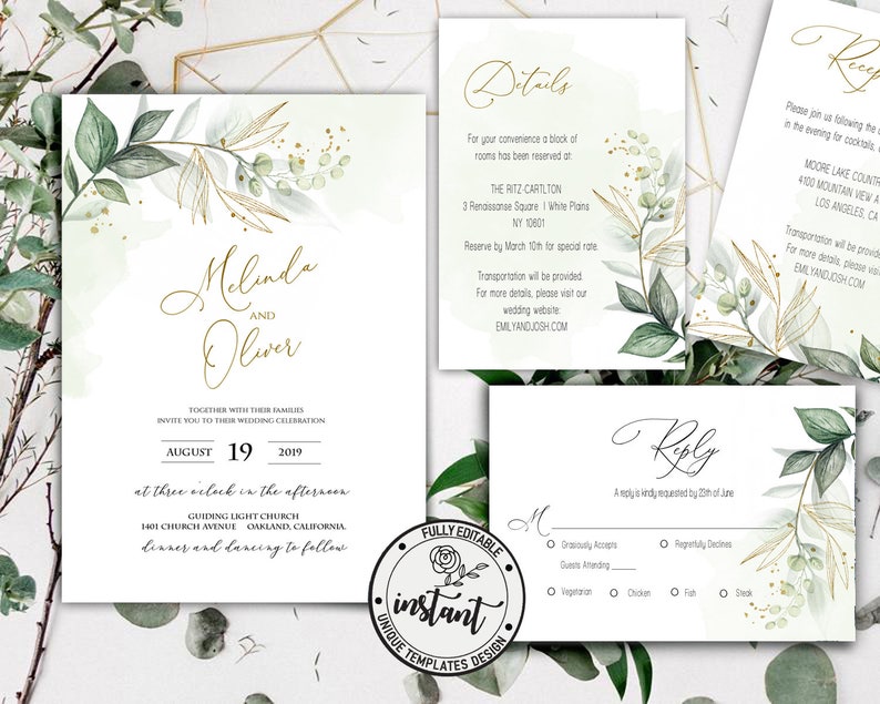 New Style On The Shelves Wedding Invitation With Watercolor Foliage Boho Greenery Etsy Hong Kong Floor Price Www Himmelhomehealth Com