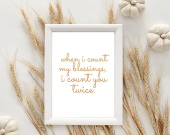 Count My Blessings Fall Wall Decor Digital Print