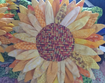 Sunflower pillow, 13" square