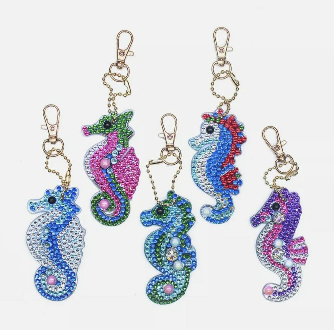 5D DIY Diamond Painting Keychains Seahorses Etsy