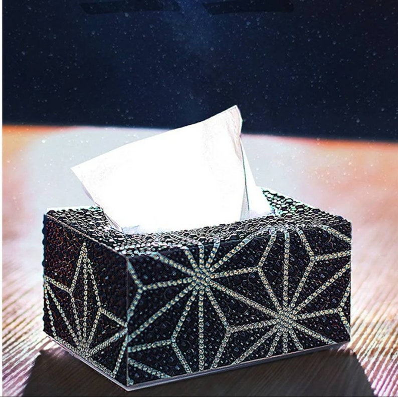 5D DIY Diamond Painting Tissue Box Black and Mint Green Etsy