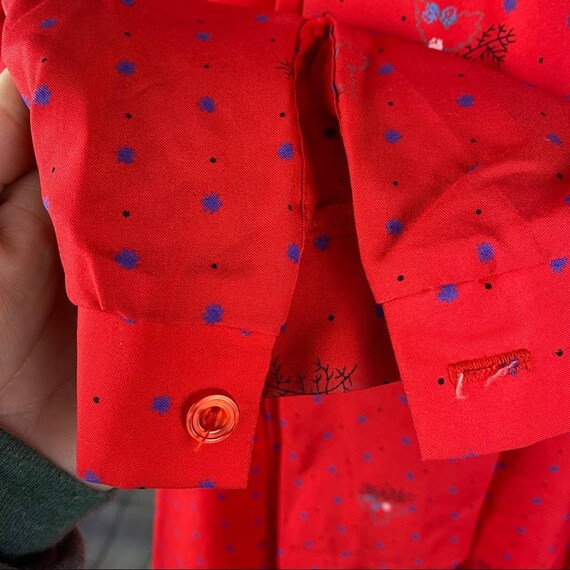 Vintage Judy Bond secretary red  blouse with tie … - image 6