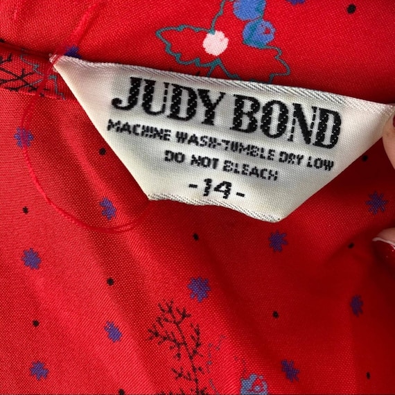 Vintage Judy Bond secretary red  blouse with tie … - image 7