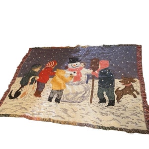 Vintage Beacon blanket winter wonderland scene made in USA Cotton