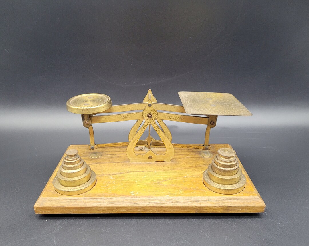 Antique Brass Postal Scales & Weights warranted Accurate Etsy