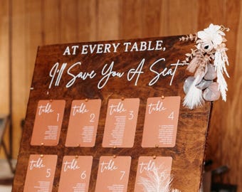 At Every Table I&#39;ll Save You A Seat | Wedding Seating Chart Decal, Selfie Mirror, Backdrop, Ceremony, Reception, Acrylic, Wood
