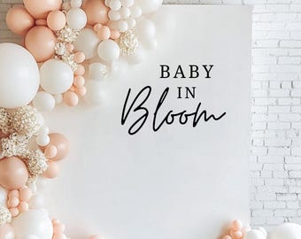 Baby In Bloom | Baby Shower Vinyl Decal, Wildflower Baby Shower, Boho Baby Shower Sticker, Backdrop, Baby Shower Decorations