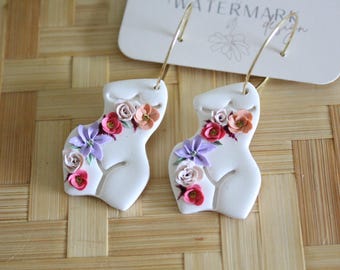 rose delight floral earring, polymer clay earrings, flower bouquet, clay flower earring, jewelry, handmade flower bouquet earrings, body