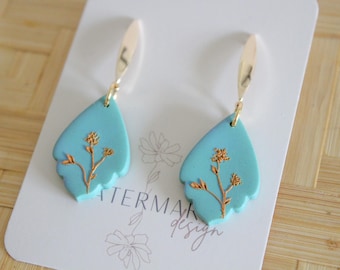 wheat floral earring, polymer clay earrings, flower bouquet, clay flower earring, jewelry, handmade flower bouquet earrings, darya