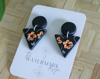 orange blossom floral earring, polymer clay earrings, flower bouquet, clay flower earring, jewelry, handmade flower bouquet earrings, sedna