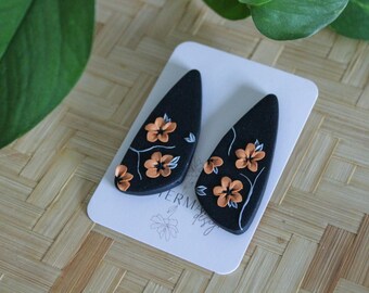 orange blossom floral earring, polymer clay earrings, flower bouquet, clay flower earring, jewelry, handmade flower bouquet earrings, gully