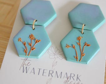 wheat floral earring, polymer clay earrings, flower bouquet, clay flower earring, jewelry, handmade flower bouquet earrings, cari