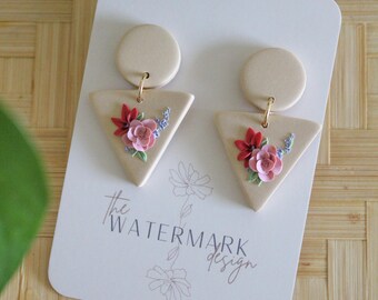 spring floral earring, polymer clay earrings, flower bouquet, clay flower earring, jewelry, handmade flower bouquet earrings, sedna