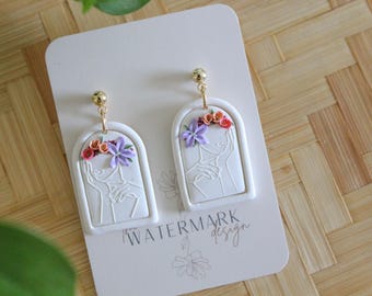 rose delight floral earring, polymer clay earrings, flower bouquet, clay flower earring, jewelry, handmade flower bouquet earrings, caspian