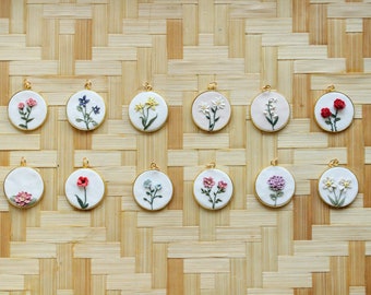 Birth Flower Necklace, Polymer Clay Floral Bouquet, Boho Jewelry, Personalized Birth Month Flowers, 14k Gold Filled Necklace, Mothers Day