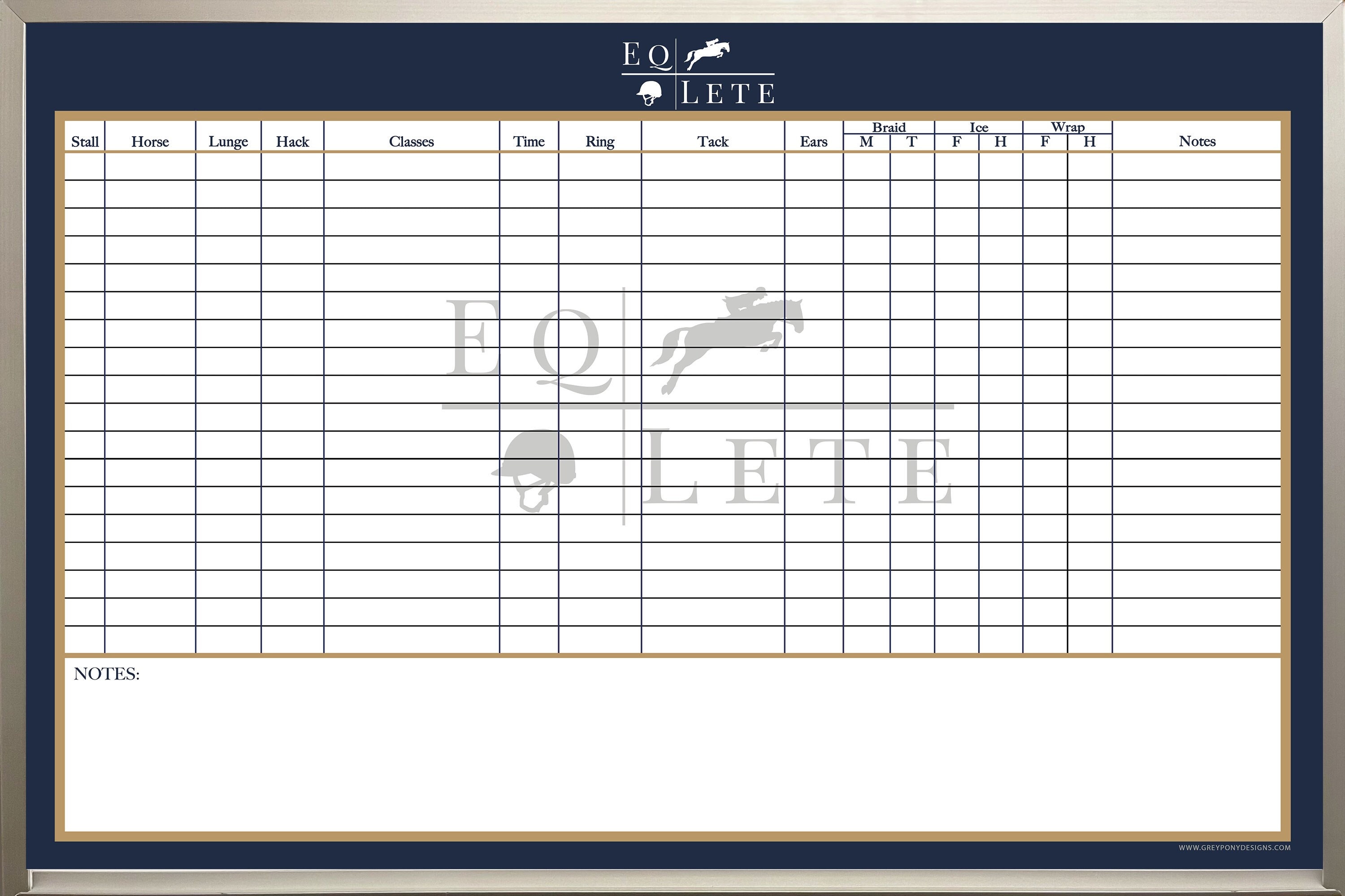 Magnetic Custom Printed Dry-erase Boards for Equestrians, Horse Farms ...