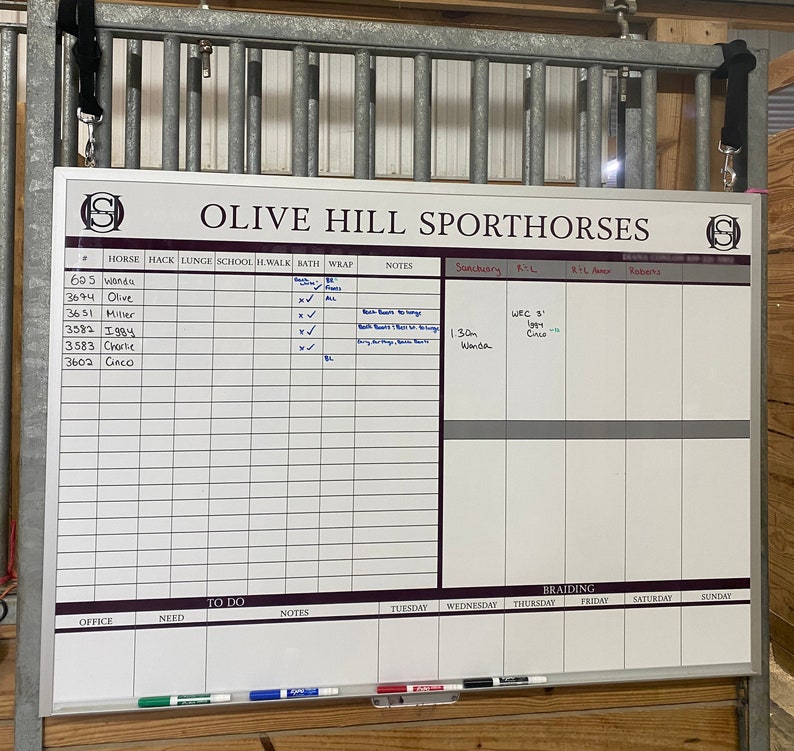 Custom Printed Dry Erase Boards for Equestrians Etsy