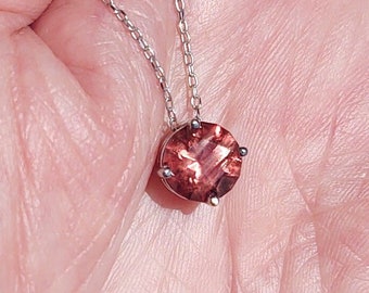 Oregon Sunstone pendant in 14k white gold setting with chain