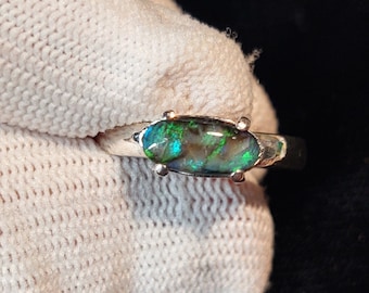 Opal ring - Australian dark opal mixed matrix doublet ring size 7
