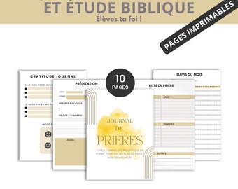 Journal de Prière et Prédications en français à imprimer l Étude biblique l Journal de gratitude l Journal de prédications I Plan de prière