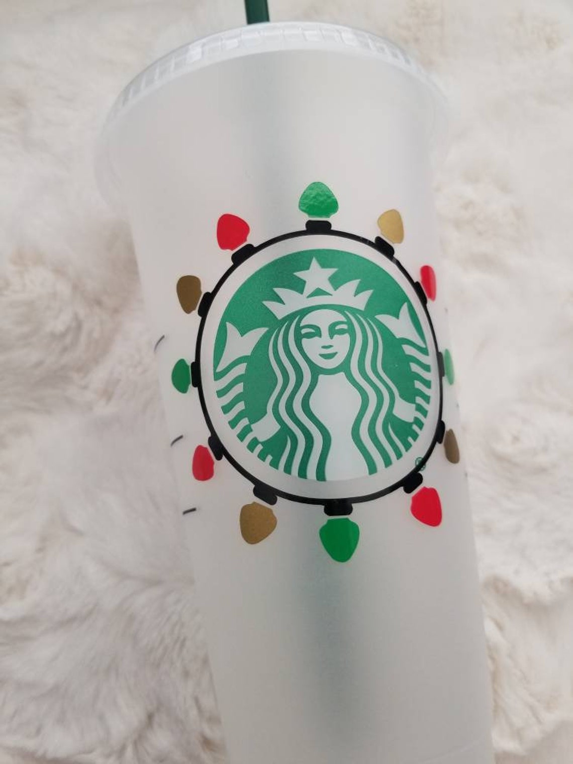 Christmas Lights Starbucks Cup Reusable Cold Cup Reusable Etsy