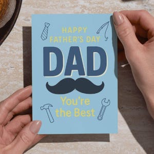 Tarjeta imprimible de felicitación para el Día del Padre (5 x 7 pulgadas), doblada, descarga digital.