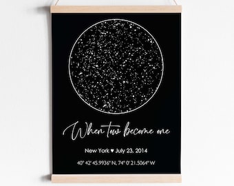 Star Map By Date Poster Night Sky Print Custom Star Map Personalized Gift Constellation Map Digital Download