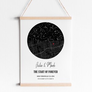 Carte personnalisée des étoiles par date Où nous nous sommes rencontrés La nuit de notre rencontre Le premier rendez-vous Carte