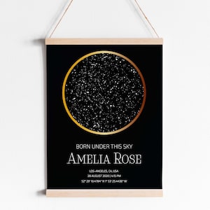 Custom Star Map Poster Night Sky Chart 1st Birthday Gift Born Under This Sky First Day Sky Map Digital Download