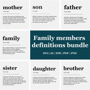 Fichiers SVG Bundle membres de la famille définitions des fichiers SVG pour téléchargement numérique Cricut Clip Art